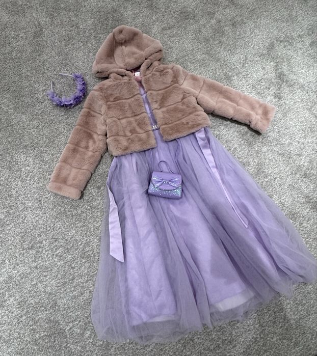 Платье+сумочка+аксесуары+шуба Эльзы, привозное с Европы,одели 1 раз