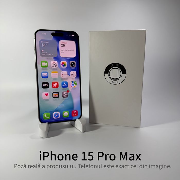 ispotmobile.ro  iPhone 15 Pro Max black 256 gb ! •Garantie 2 ani•+ cadou