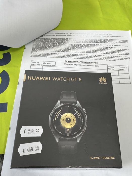 ***ЗАПЕЧАТАН 46mm Huawei watch GT 6 Гаранция Yettel 2028г. Black GT6