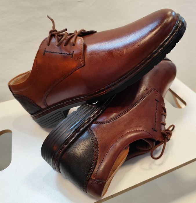 Pantofi derby 41 plain toe premium Josef Seibel NOI piele naturala moale