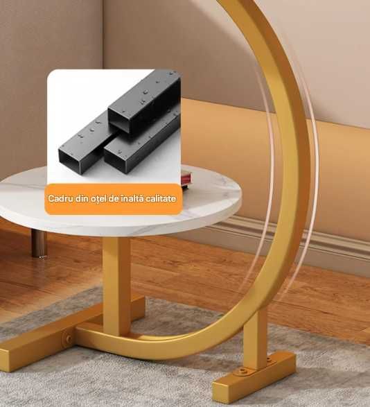 Masa / Masuta rotunda pentru cafea efect marmura Noptiera