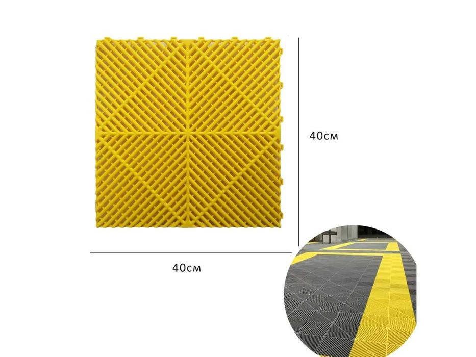 Pardoseală garaj modulară PVC –  pătrată galbenă Smart Floor Detailing