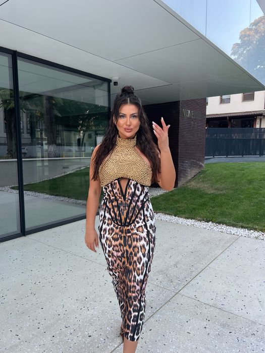 Rochie midi perle aurii, bandage M,L