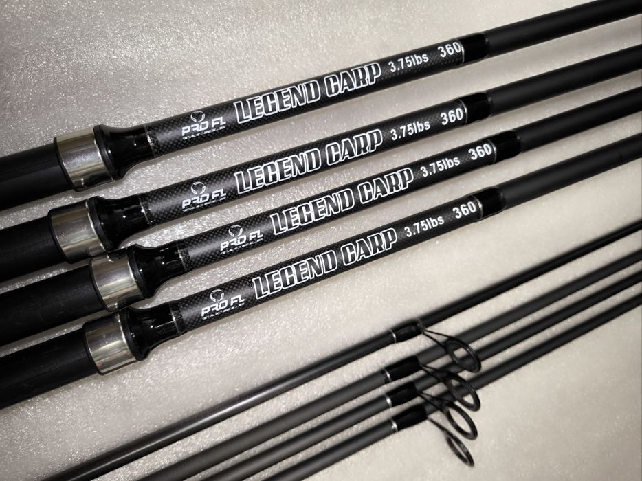 SET 4 Lansete FL LEGEND CARP 3.60 m 3.75 Lbs 2 seg + 4 Mulinete DP7000