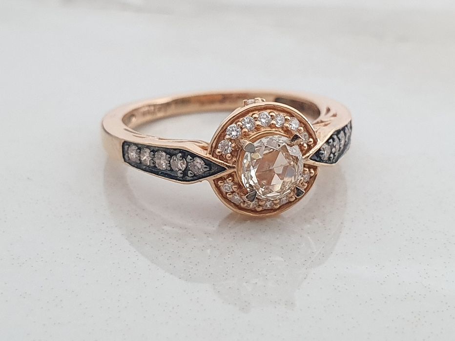 Inel din aur roz de 14K cu diamante naturale  diamant central 0,50 ct
