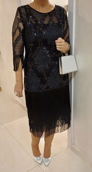 Rochie neagra cu franjuri nr 46