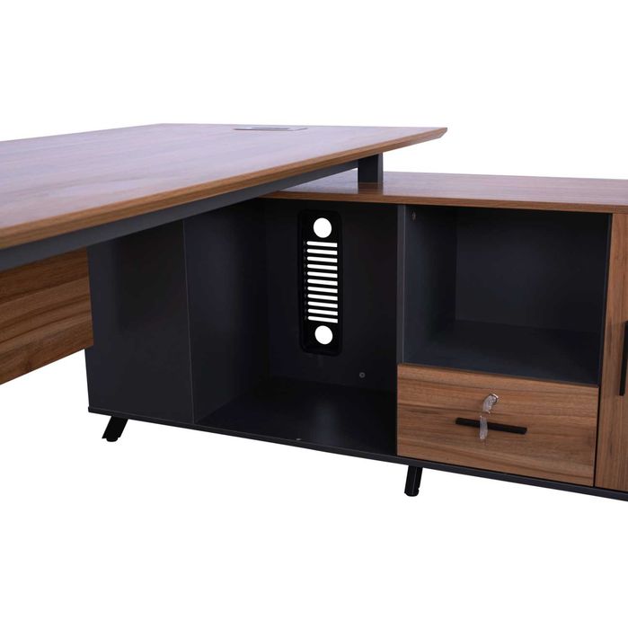 Ъглово офис бюро Puzzle-Home Supreme 160x160x75см Меден дъб и Антрацит