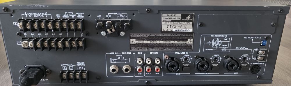 Amplificator Monacor Pa-1240RDS 240 W RMS Yamaha sony jbl jvc dynacord bose canton harman