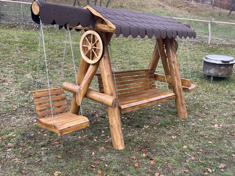 Balansoar cu legane pentru copil / leagan rustic lem.