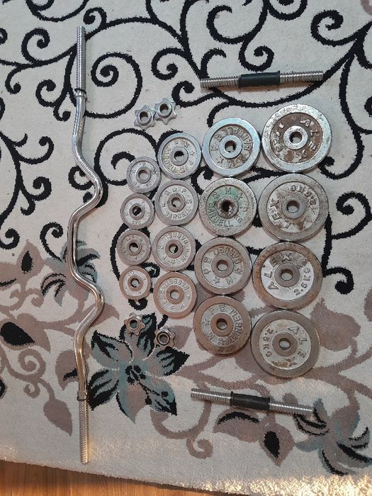 Продается гриф и гантельи с блинами