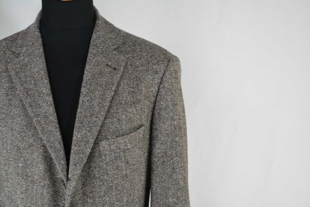 Sacou Hugo Boss Lână Mătase Maro Texturat Single Breasted Mărimea 50