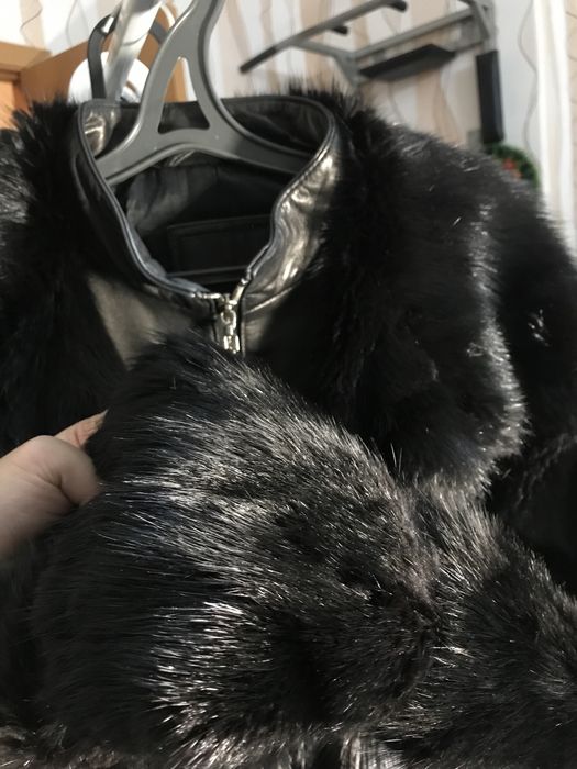 Норка с вставками кожи