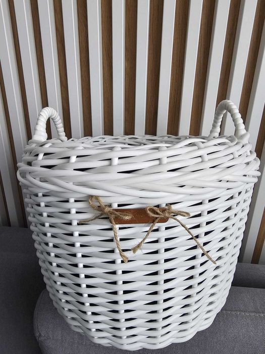 Ghiveci împletit din ratan sintetic cu maner, Handmade, volum 12 L