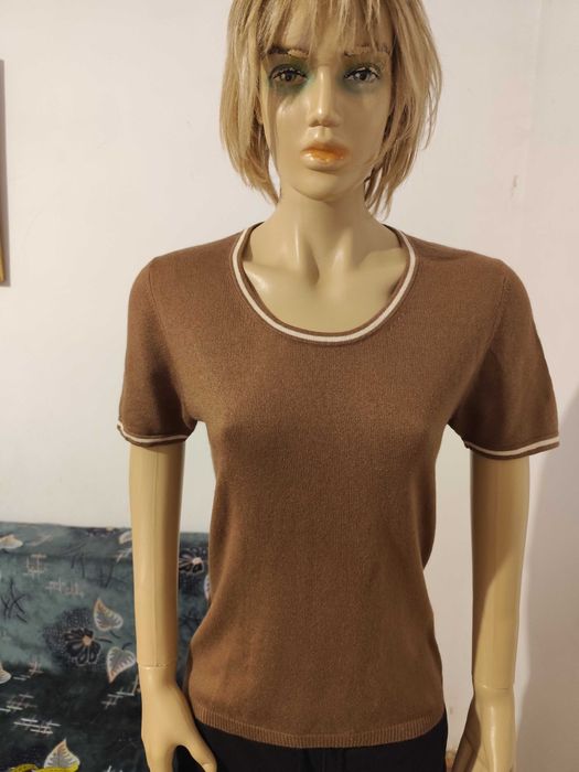 Bluza cappucino din matase naturala si casmir Longhin-masura38-40