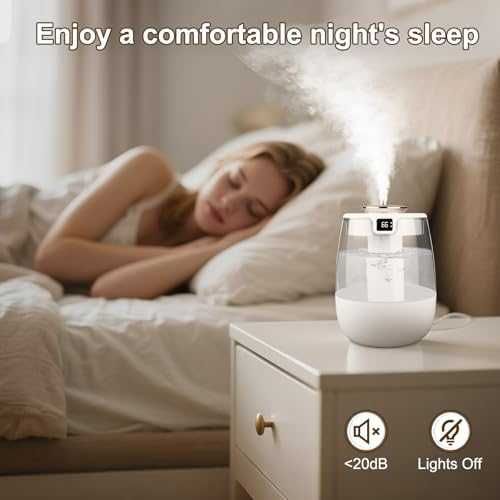 Нов USB овлажнител за въздух спалня 1.8L студена мъгла с 2 дюзи и нощна лампа