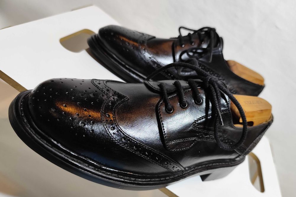 Pantofi derby 40.5 41 brogue Lavoratione Artigianale Ligie piele nat
