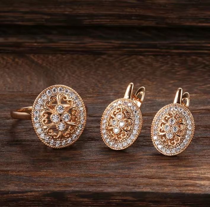 Seturi de bijuterii antialergice placate cu aur roz de 14k