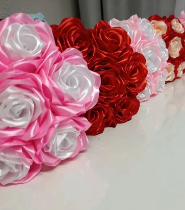 Розы из атласных ленты ручная работа одна роза 12000