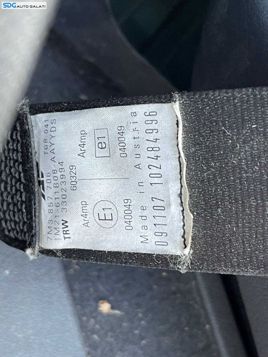 Centura Siguranta Dreapta Fata Pasager Seat Alhambra 2001 - 2010 Cod 7M3857706 1M21-611B08-AA [C0466]