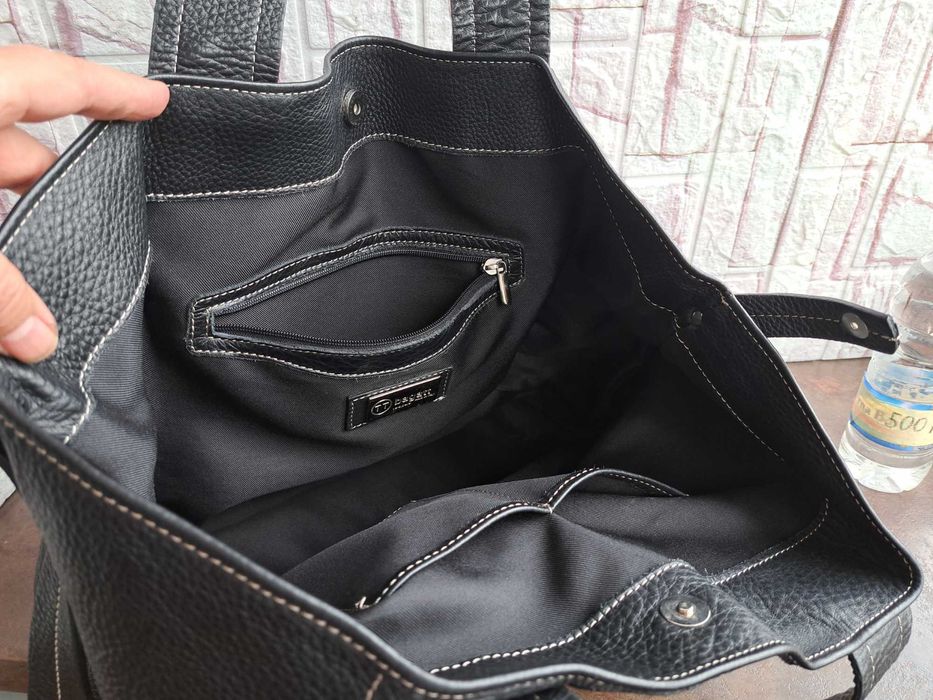 дамска чанта,TT.BAGATT голяма черна торба-естествена кожа