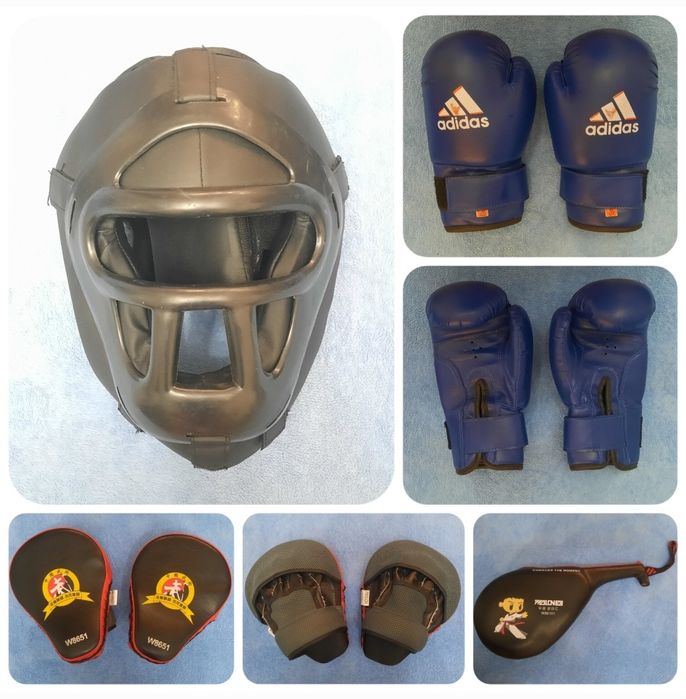 Шлем, перчатки для единоборств