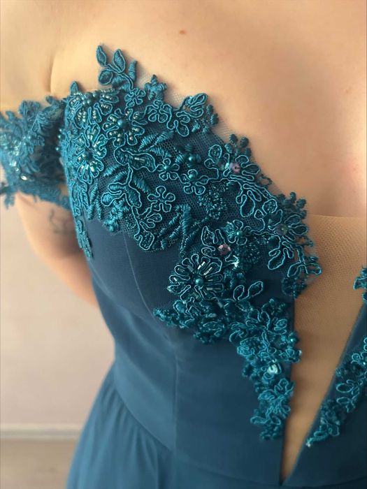 Официална поръчкова бална рокля - Петролено зелено