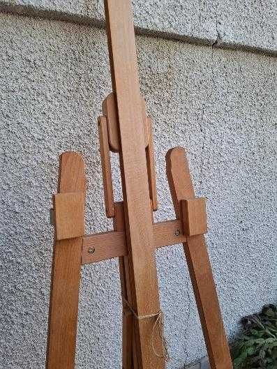 Sevalet pictura profesional din lemn de fag, inaltime reglabila 154-215 cm, pentru panze mari de pana la 175 cm, culoare natur, W04C