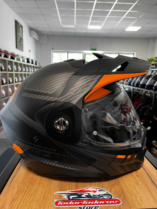 Отваряема мото каска SCORPION ADX-2 CAMINO Orange,L 59-60см. очила