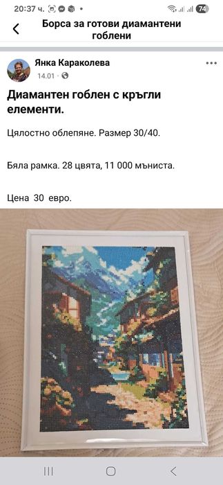 Диамантени гоблени - пълно облепяне. Размер 30/40. Рамкирани.