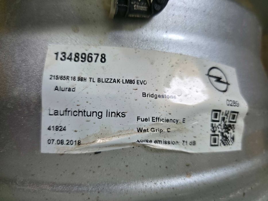 4 Jante Aliaj 5x105 16'' OEM OPEL Mokka Opel Astra J Benzina - Astra K - 6,5J ET 38 + Senzori Presiune OEM OPEL !