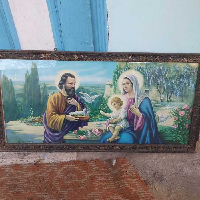 Tablou religios Sfanta Familie si porumbei