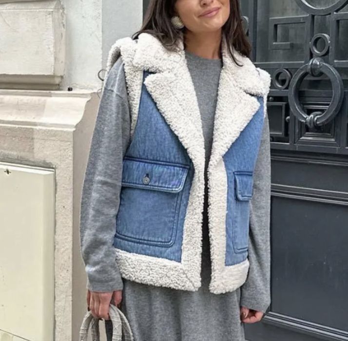 Дънков елек с каракул Zara