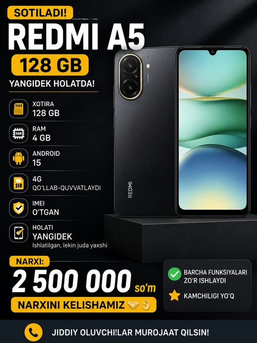 Redmi A5 128 GB 4gb ram pubg 45 fps srochnaa