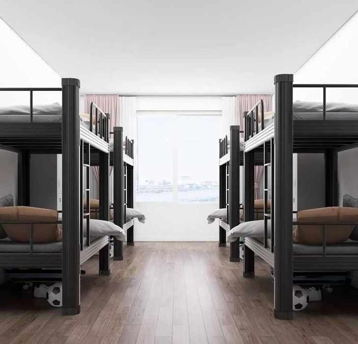 Temirdan yasalgan ikki qavatli krovat mustahkam dizayn