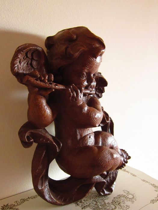 cadou rar Craciun  Inger mare sculptura lemn Germania 1950