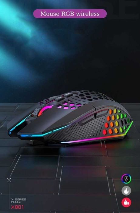 Mouse pentru gaming, Wireless, Alb/Negru