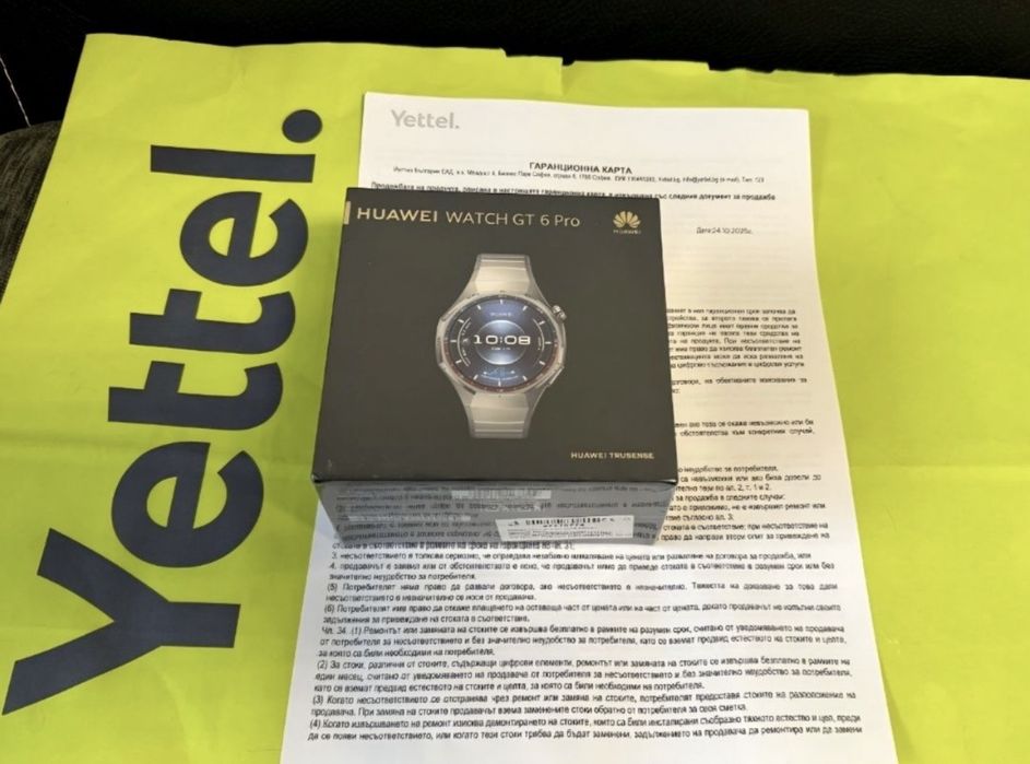 ЗАПЕЧАТАН 46mm Huawei Watch GT 6 Pro Гаранция Yettel 2027 Titanium gt6