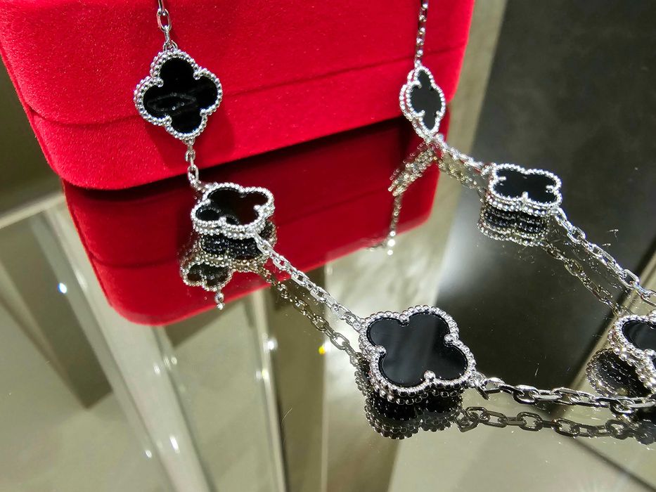 Van Cleef & Arpels VCA Silver Black 10 Motifs Alhambra Дамско Колие