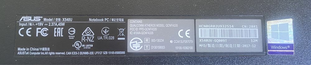 Ноутбук ASUS X540U