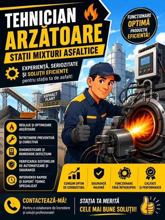 Ofer servicii complete de mentenanță, reparații și optimizare pentru stații de betoane și stații de mixturi asfaltice.