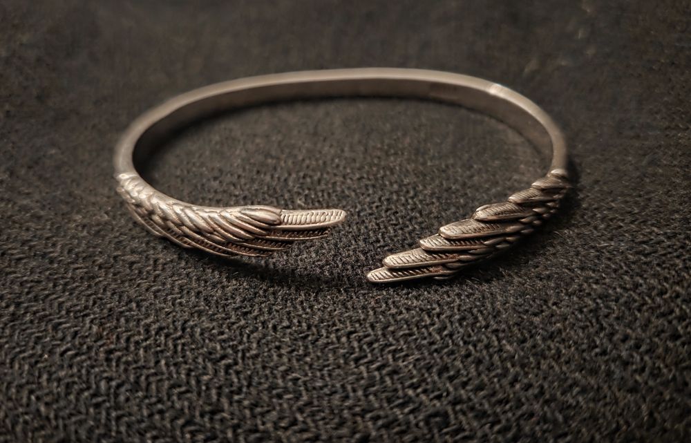 Bratara fixa, ajustabila, model aripi de inger din argint 925