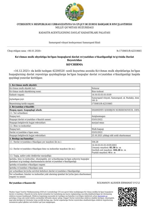 Rudakiy 181 dom yarim podval