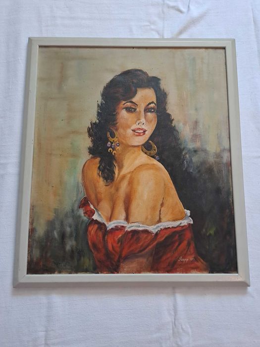 tablou pictura pe panza 72/63 cm semnat Isepp datat 1971