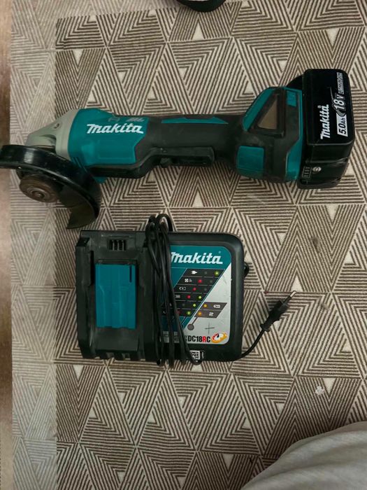 Makita DGA508 18V Brushless + батерия 5.0Ah + зарядно
