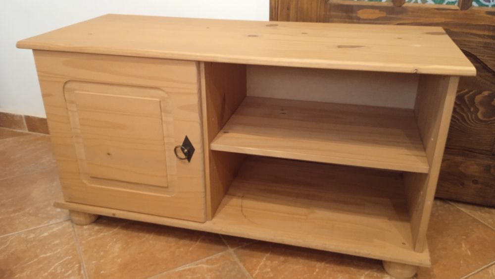 Pantofar cuier, comoda, lemn de brad solid, nou, nelacuit + bait maro