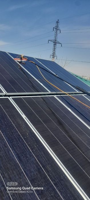 Quyosh panelarini yuvish , мойка солнечных панелей,