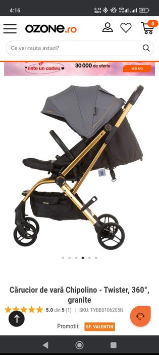 Cărucior  Chipolino - Twister, 360° slim, black