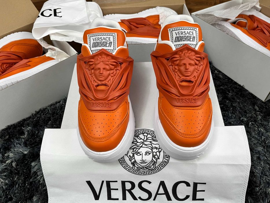 >- CEL MAI BUN PREȚ -< Sneakers high top - adidași bărbați Versace Odissea Orange model vara 2026