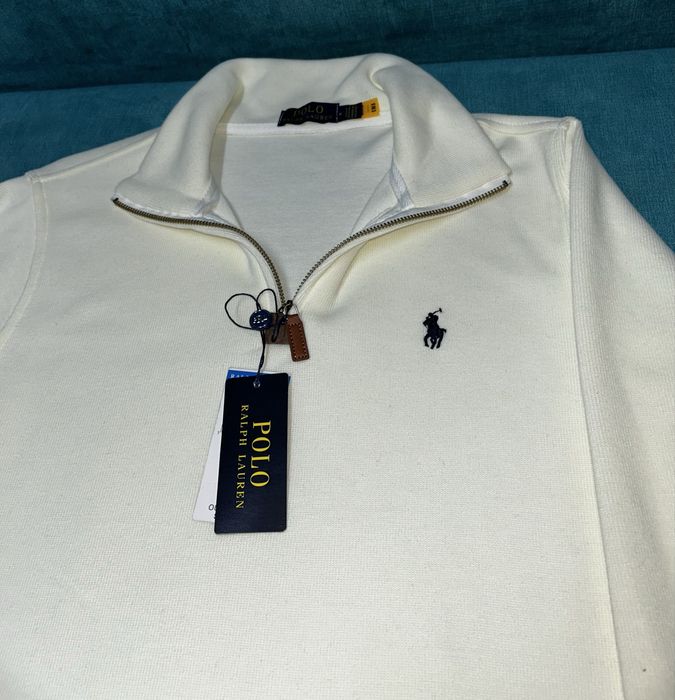 Bluza Polo Ralph Lauren Quarter-Zip – Alb Crem – Nouă cu Etichetă