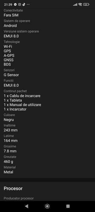 Tableta Huawei MediaPad T5 10.1" 3gb ram 32gb mem no sim